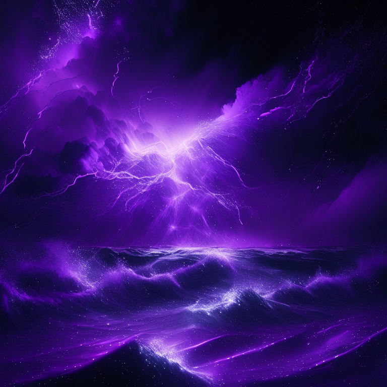 purple ocean with flashes of lights