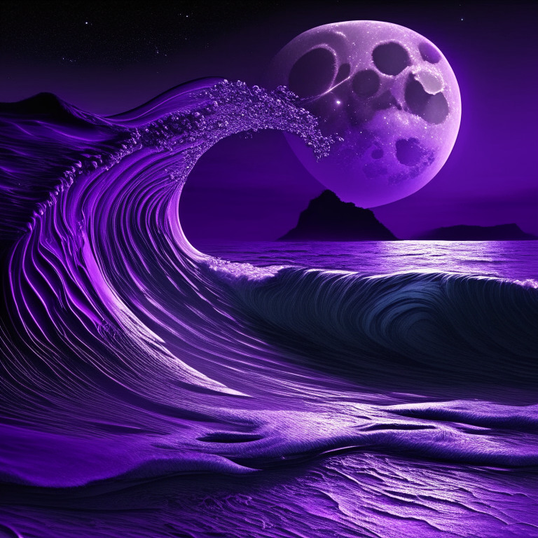 moon shiny purple waves