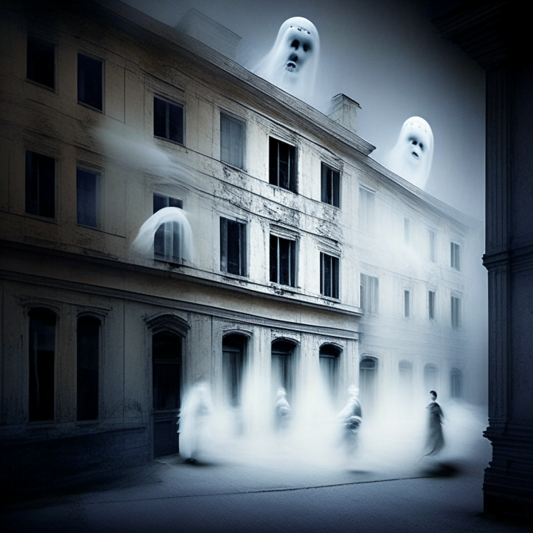  ghosts pasting through buildings