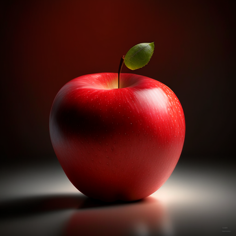 photorealistic red apple, studio lighting