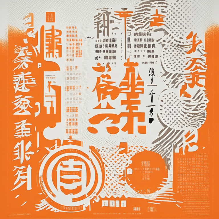 an orange and white poster with Asian text, more harmonious color scheme