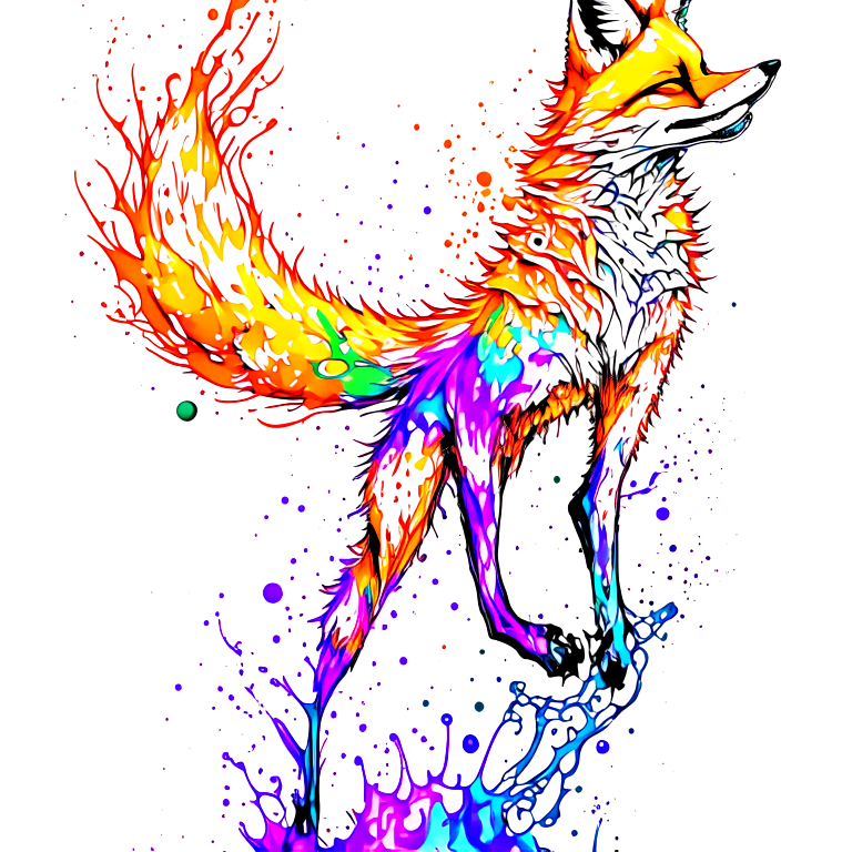 Splash art, a fox full body, ((white background)), roaring, epic Instagram, artstation, splash style of colorful paint, contour, hyperdetailed intricately detailed, unreal engine, fantastical, intricate detail, splash screen, complementary colors, fantasy concept art, 8k resolution, deviantart masterpiece, oil painting, heavy strokes, paint dripping, splash arts