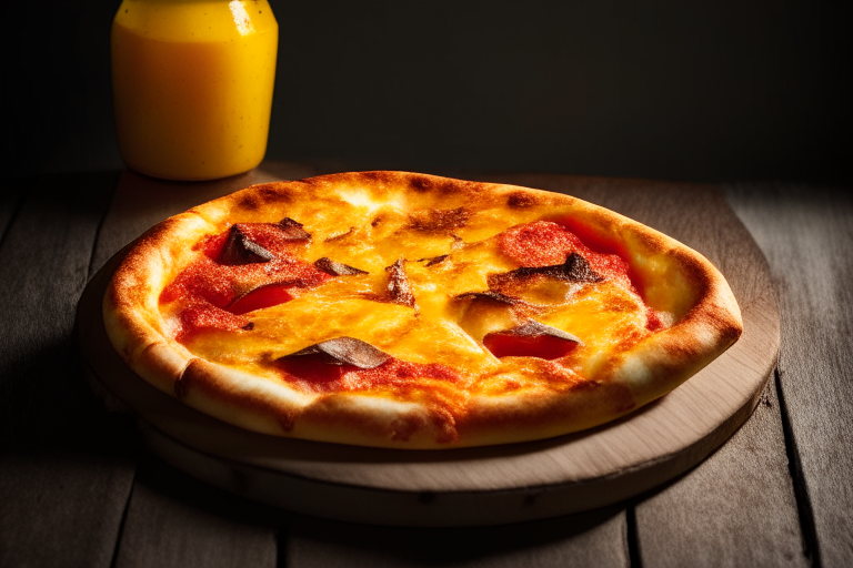 Wood Fired Pizza Oven Hawaiian Ham and Pineapple Pizza, bright studio lighting, minimal plate visible, razor-sharp focus on the melted cheese, ham, pineapple, tomato sauce and basil