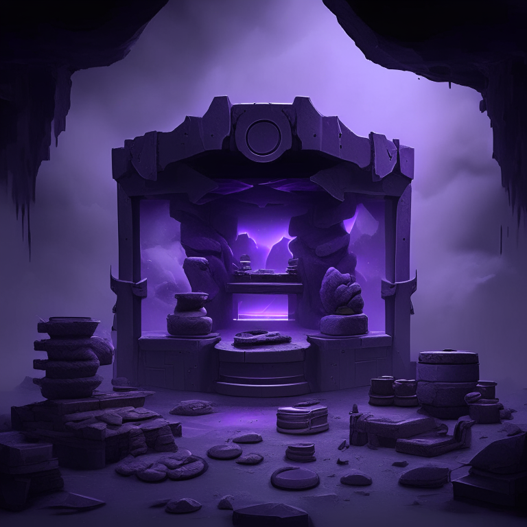 nether portal, sky, black  purple and grey tone, dessert , weapon shop, tool racks, grinding stone, 8k