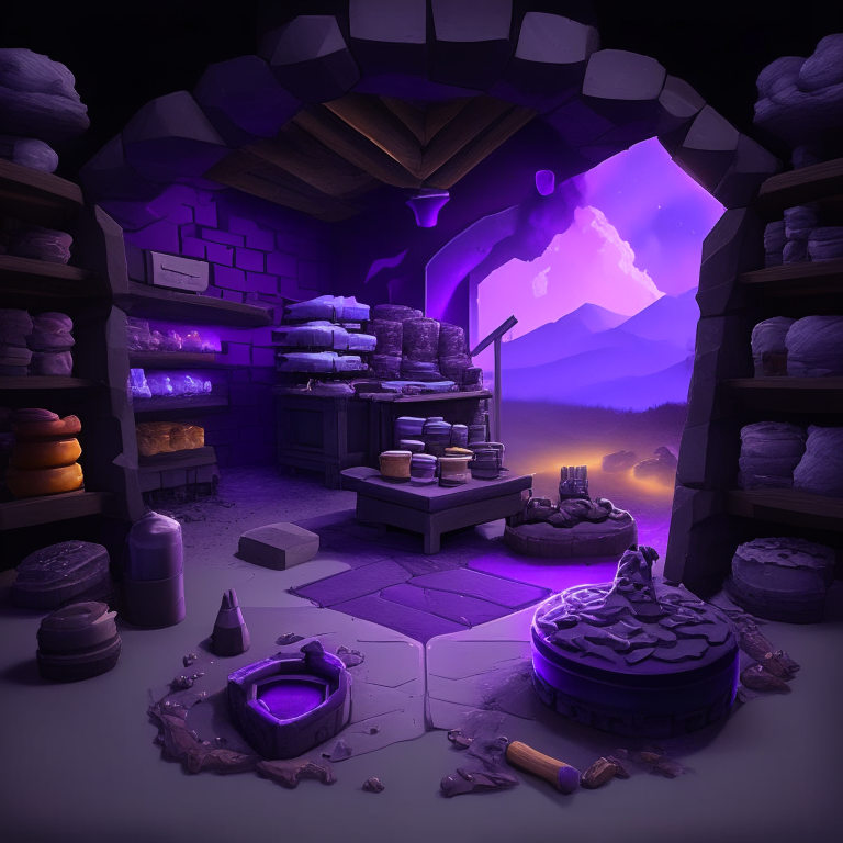 nether portal, sky, black  purple and grey tone, dessert , weapon shop, tool racks, grinding stone, 8k, rainbow floor