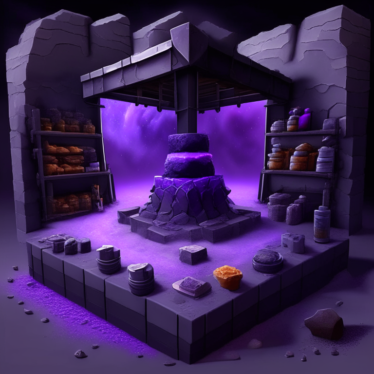 nether portal, sky, black  purple and grey tone, dessert , weapon shop, tool racks, grinding stone, 8k, rainbow floor