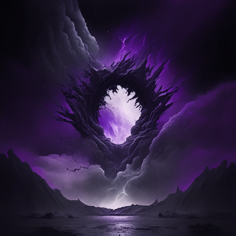 nether portal, sky, black  purple and grey tone, brain, 8k, 