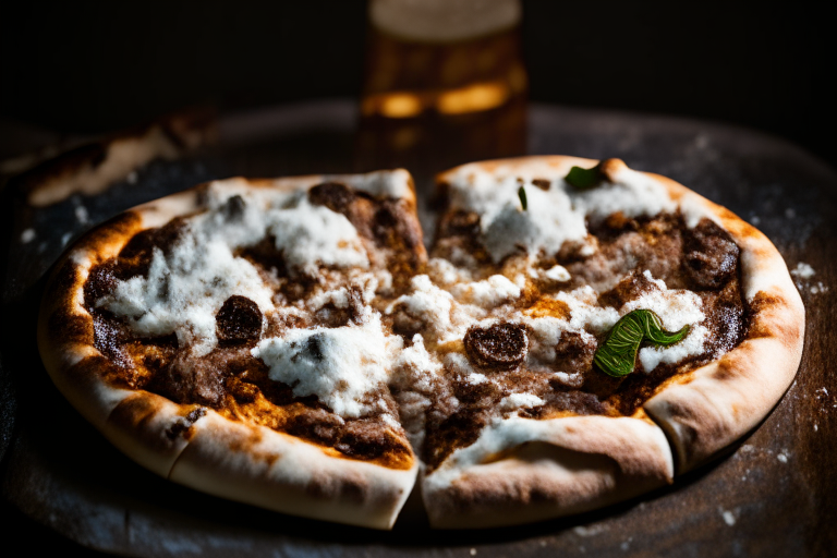 Wood-fired Mediterranean lamb and feta pizza, bright studio lighting, razor-sharp focus on the melted cheese and crisp lamb