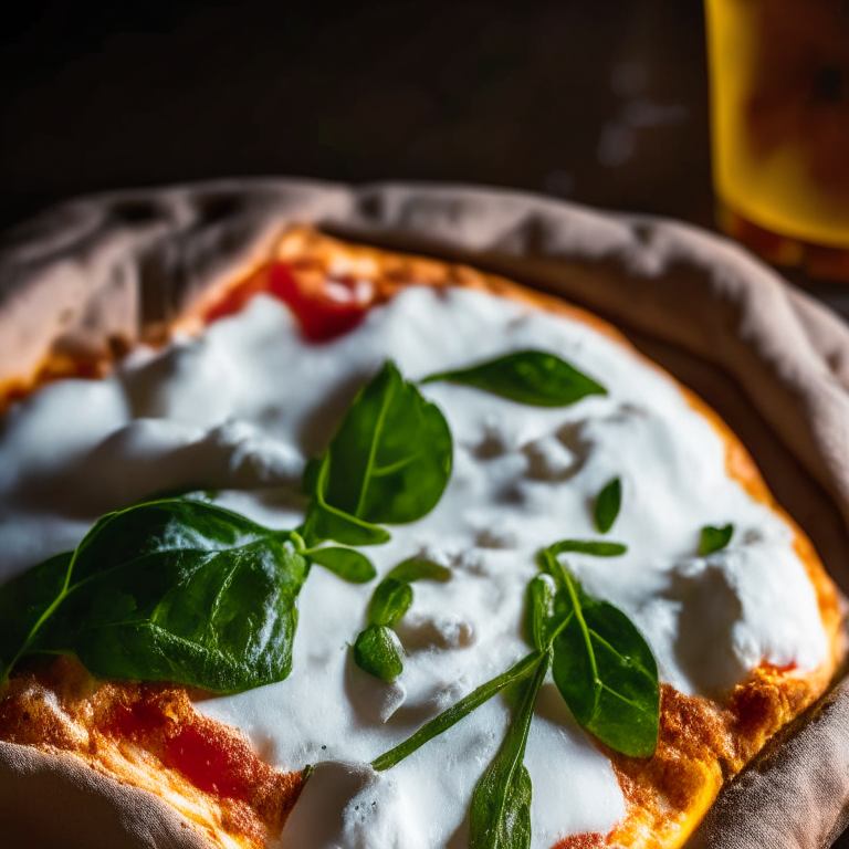 Close-up of burrata pizza, softbox lighting illuminating the melted burrata cheese, tack sharp focus capturing each ingredient in perfect clarity