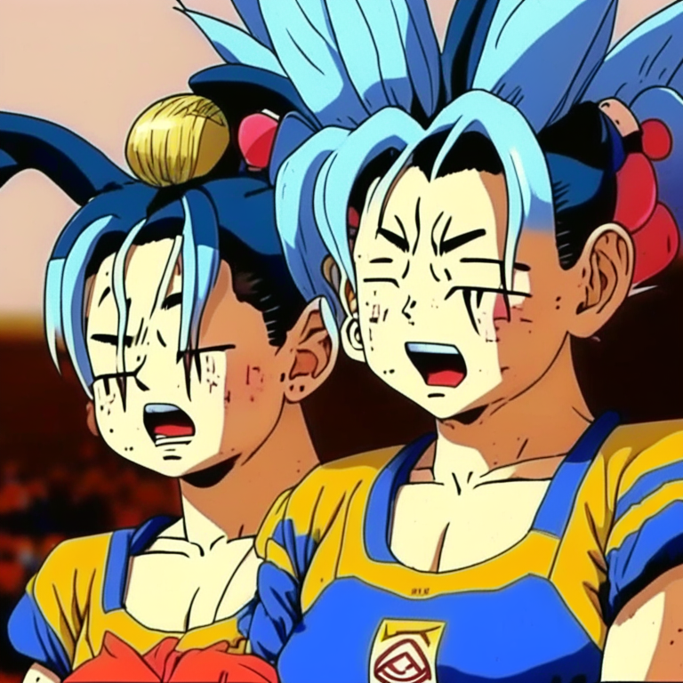 Bulma AND ChiChi From Dragón Ball Crying with emotion for Goku becoming the King of Japanese Football At FIFA Asian Cup in South Korea in 1994 A
