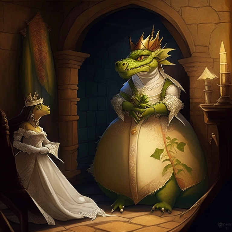 King Cutelo (ChiChi ' s Father) From Dragón Ball In the Attic of His Castle Giving His Leaf ChiChi The ChiChi's Mother's Wedding Dress