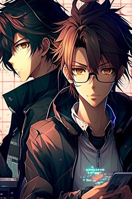 Handsome hackers , stole my heart , anime 
