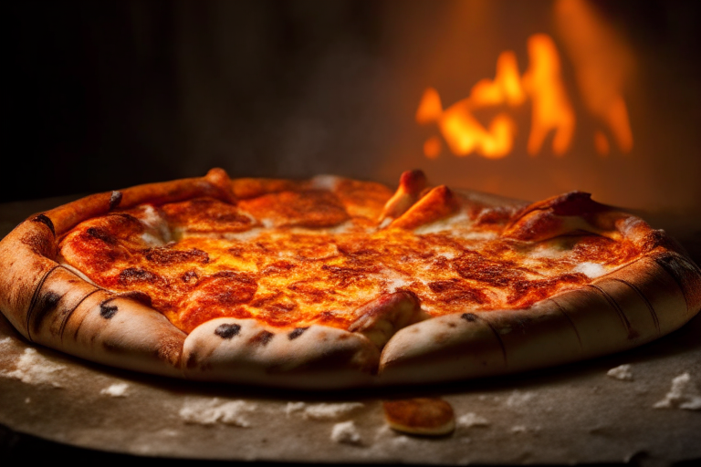 Wood Fired Pizza Oven Garlic Butter Lobster Pizza, bright studio lighting, razor-sharp focus