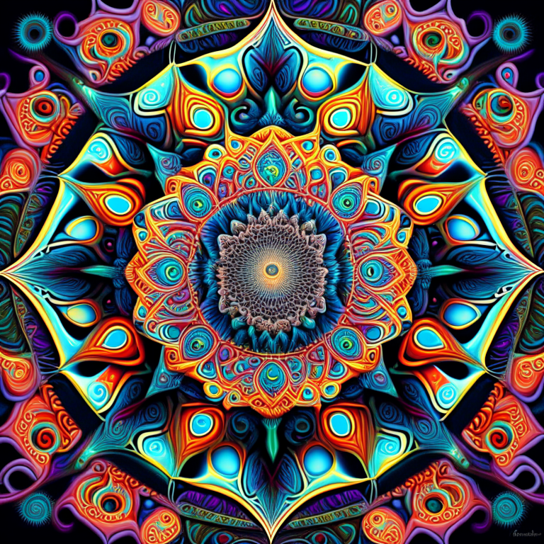 a psychedelic mandala in the style of Alex Grey's art