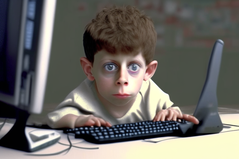 Sam Altman as child doing computer programming, realistic 4K