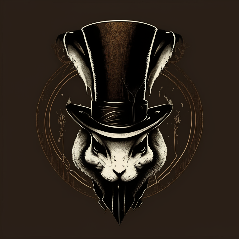Logo of a macabre rabbit wearing a top hat