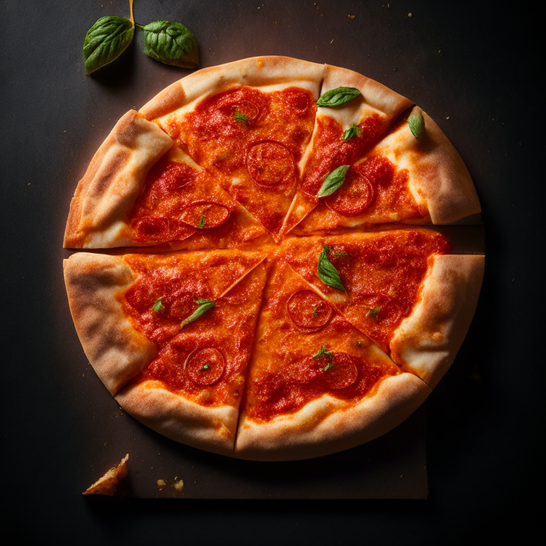 A vegan margherita pizza with tomato sauce and vegan cheese, softbox lighting highlighting the ingredients, razor-sharp focus, square aspect ratio, minimal background