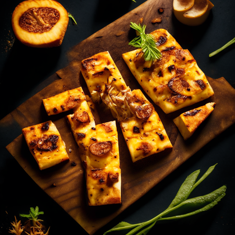 A Grilled BBQ Tofu and Pineapple Pizza, grilled BBQ tofu, pineapple, bright studio lighting highlighting the ingredients, razor-sharp focus, square aspect ratio