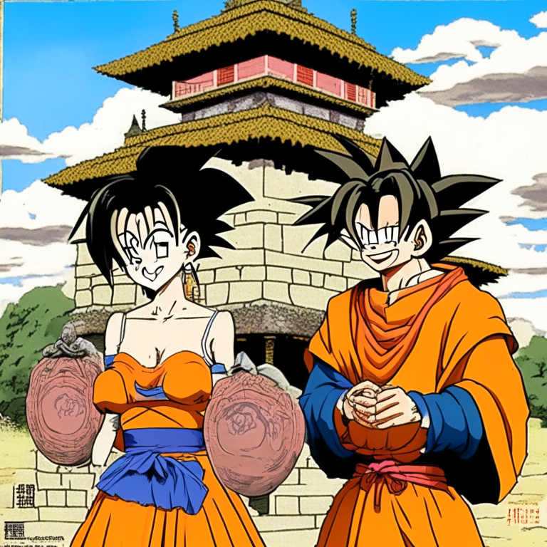 Goku And Your Wife At The Castle of Fortuneteller Baba (cold) From Dragón Ball In Osaka , Japan