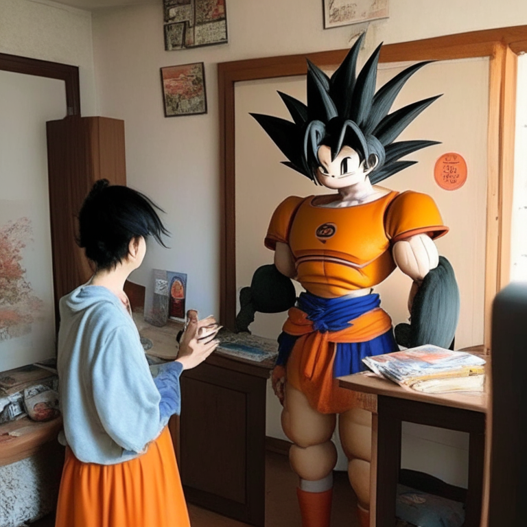 Goku Meeting A Fan In Her House In Miyagi , Japan