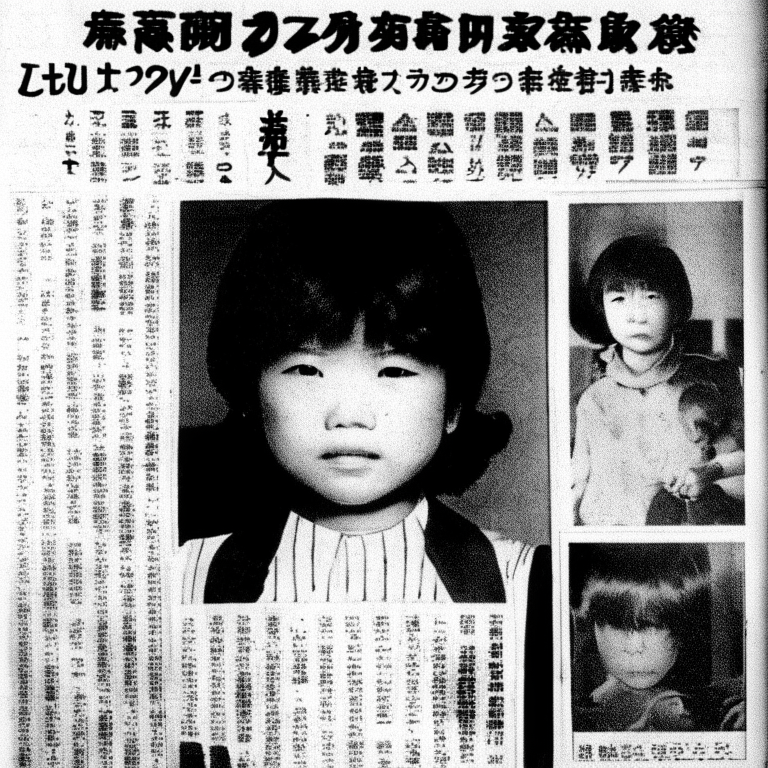 Japanese newspaper in 1985 talking about the case of the 7-year-old boy who kidnapped female teachers at his school and took them to his home in Miyagi, Japan 