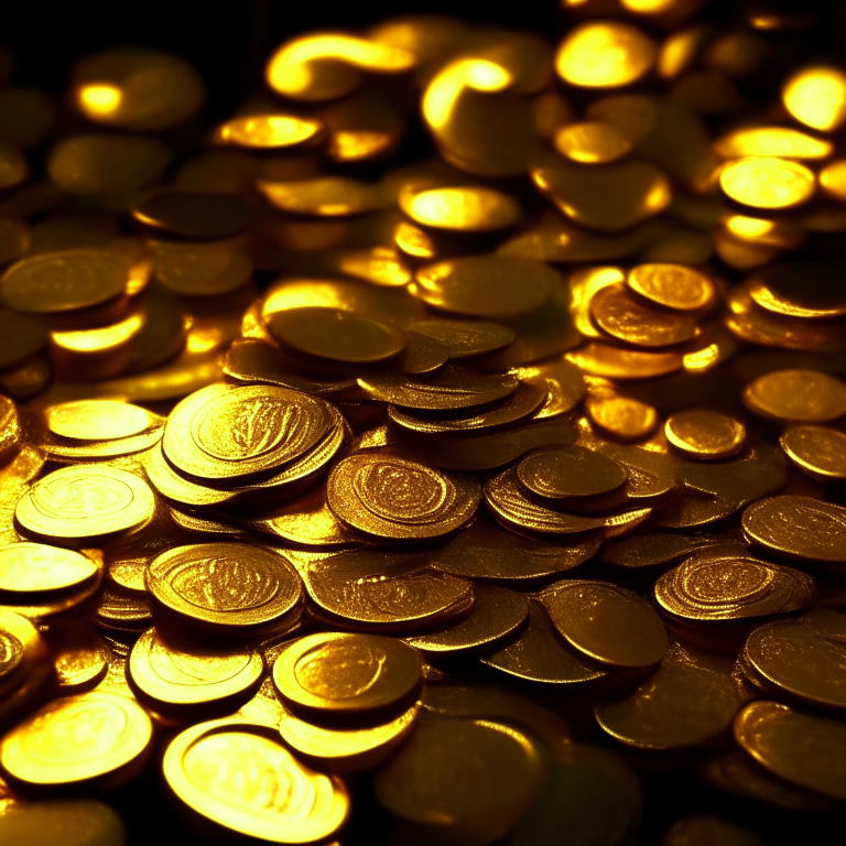 Coins in abundance irradiating golden lights 