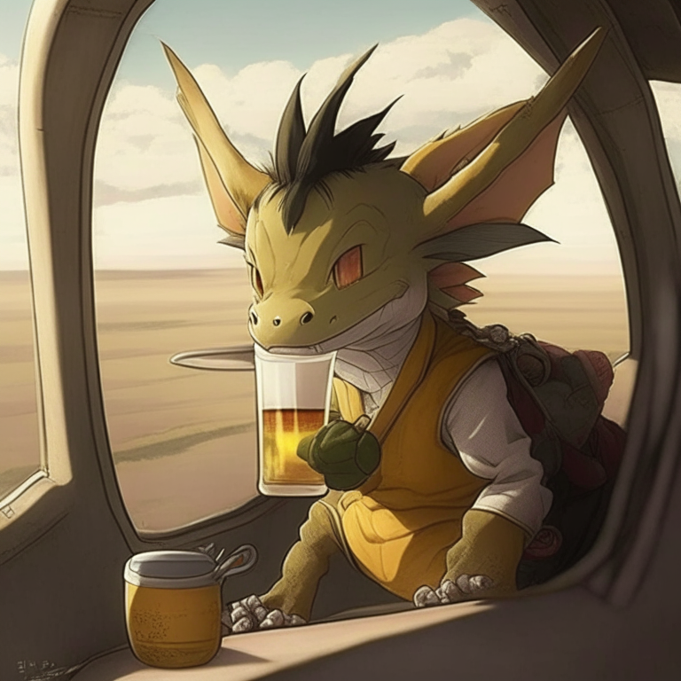 Oolong From Dragón Ball (When He Was 7 Years Old) At The Plane