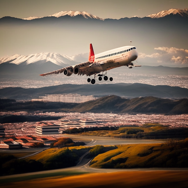 Airplane To Kyoto, Japan Taking Off From Miyagi