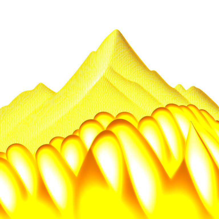 Montain of money irradiating golden lights 