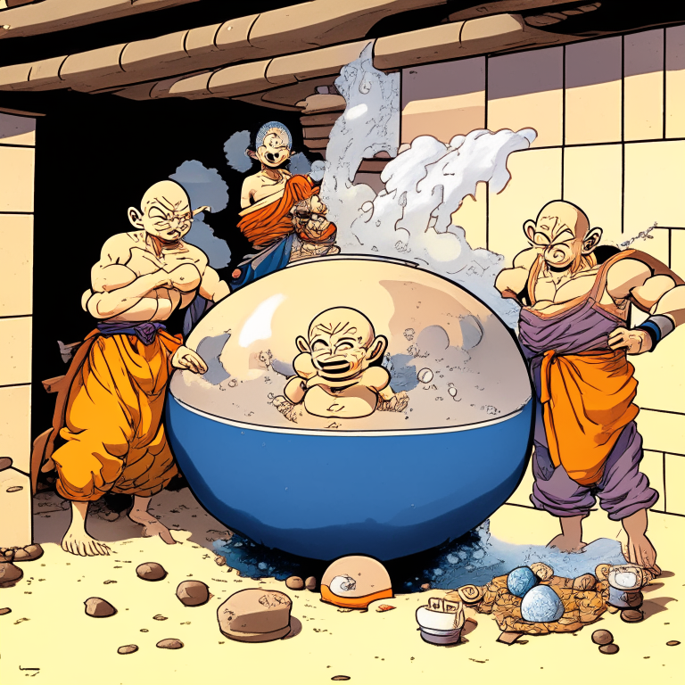 Chichi From Dragon Ball And a family of 2 men (father and son) Leading Fourtneller Baba To Bathe in a Gaser Before Exploding (In Miyagi, Japan)