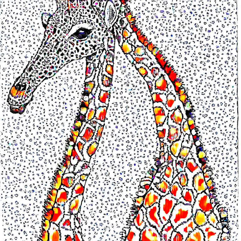 Extremely BEAUTIFUL, ADORABLE giraffe painting by (((MARJORIE SARNAT))) ENI OKEN , delicate ZENTANGLE DESIGNS , transmission fluid,oil,triadic alcohol ink marbling background, KLEO CATS STYLE, Wall art by MARJORIE SARNAT