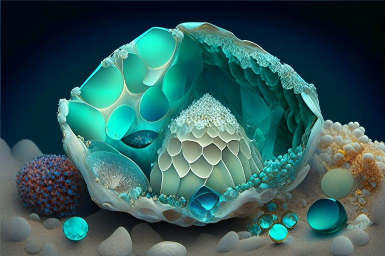 ocean gemstones in a shell