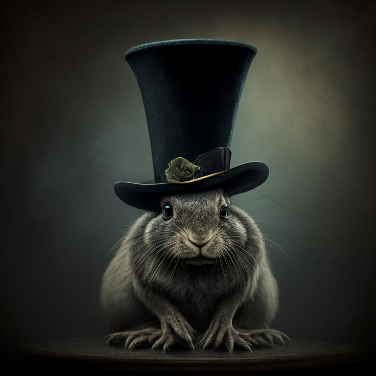 Ghoulish rabbit wearing top hat