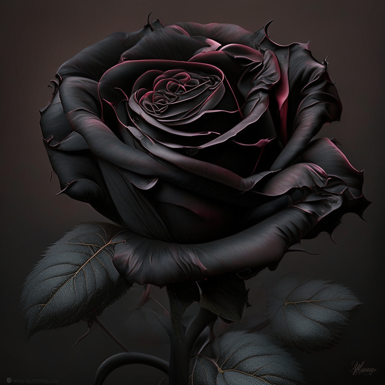 una rosa negra con pétalos detallados