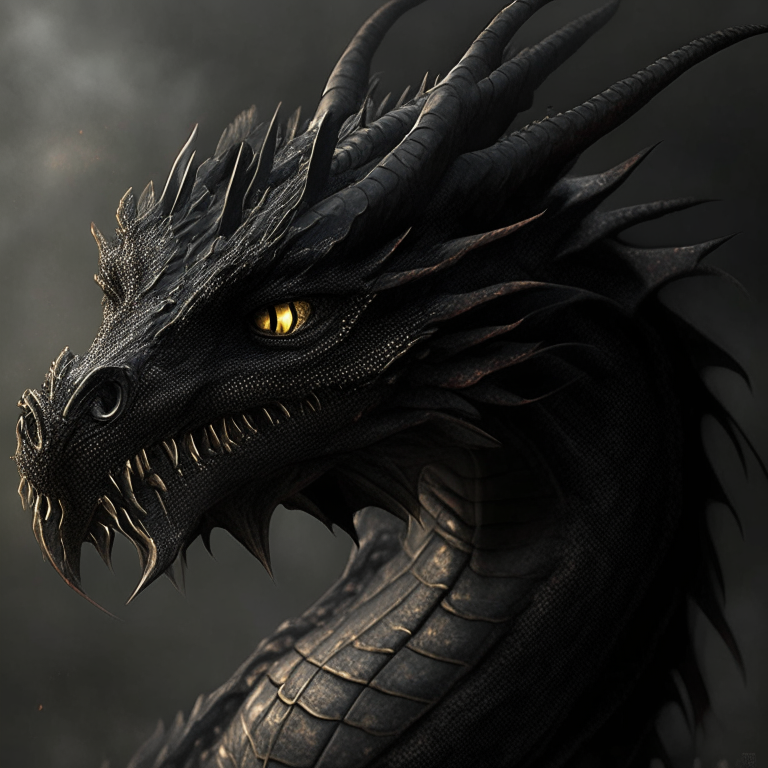 un dragón negro enroscado