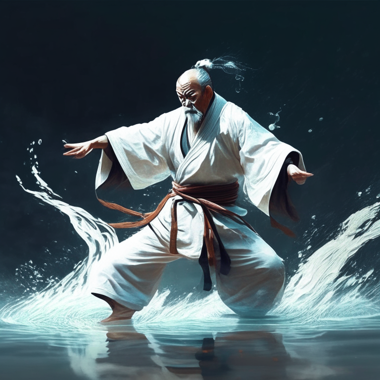 he is a tai chi master animate him very smooth like flowing water hd 4k