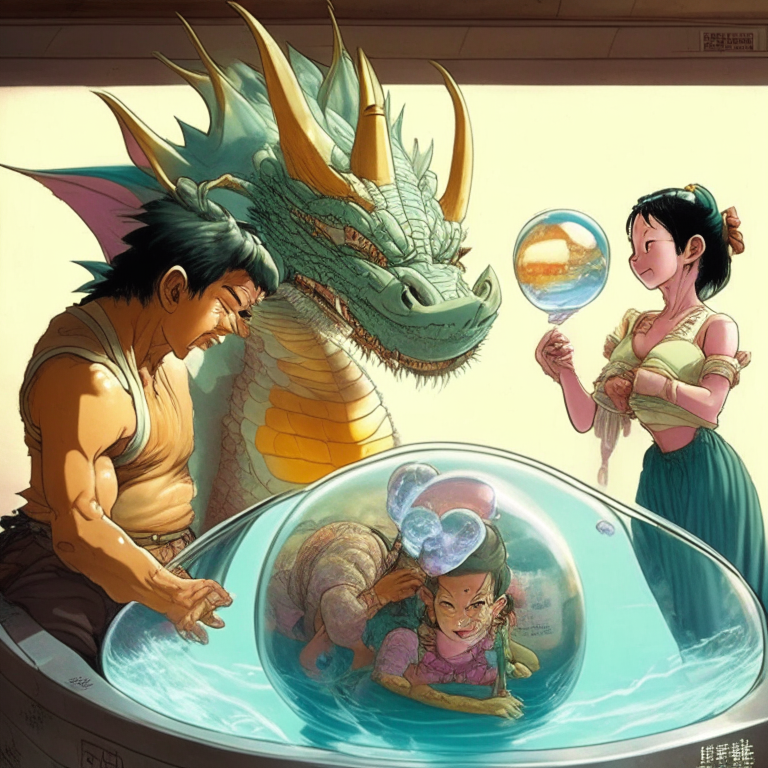 The Father And Son Flirting ChiChi From Dragón Ball While The Lady From The Crystal Ball Bathes In A Gaser In Japan 