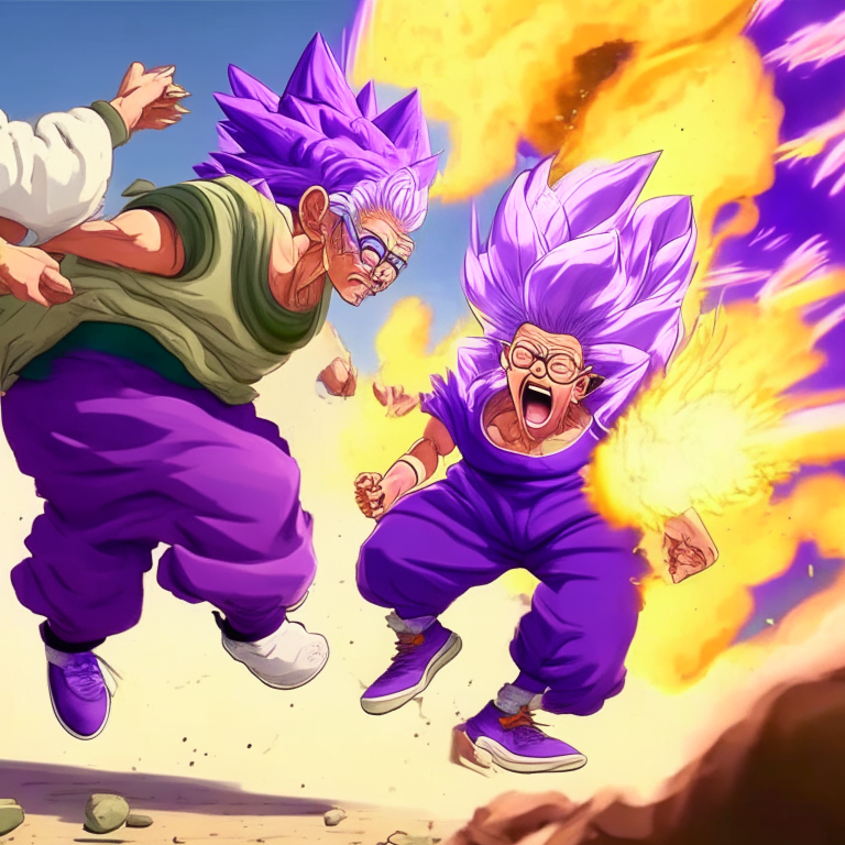 Father And Son Take Off Chichi's Dragon Ball Clothes And Throw It Into A Gaser That Were Exploding Together With 90-Year-Old Woman  With Purple Hair 