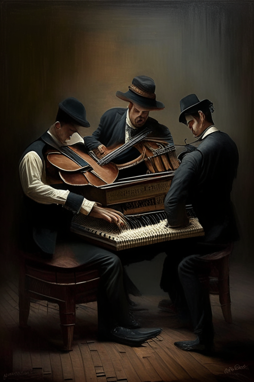Un piano, sintetizador, violín y bandoneón juntos