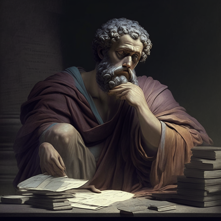 stoic philosopher managing his finances