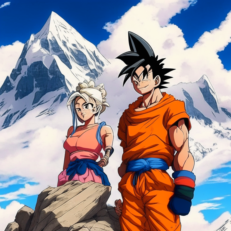 Goku And His Wife At Mount Everest 