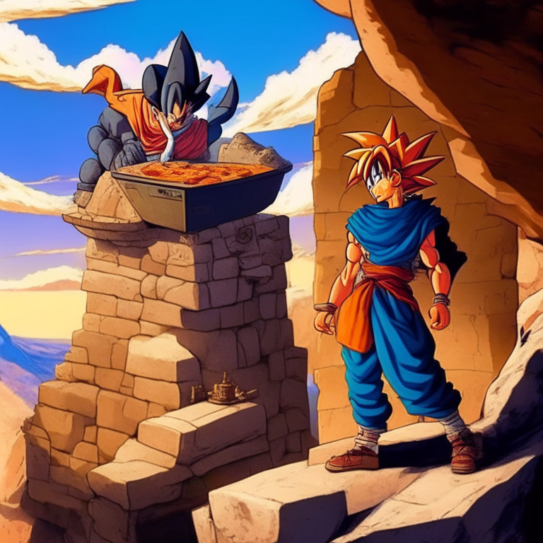 Goku Meeting the Guardian of the Magic Oven on a Mountain in Jerusalem 