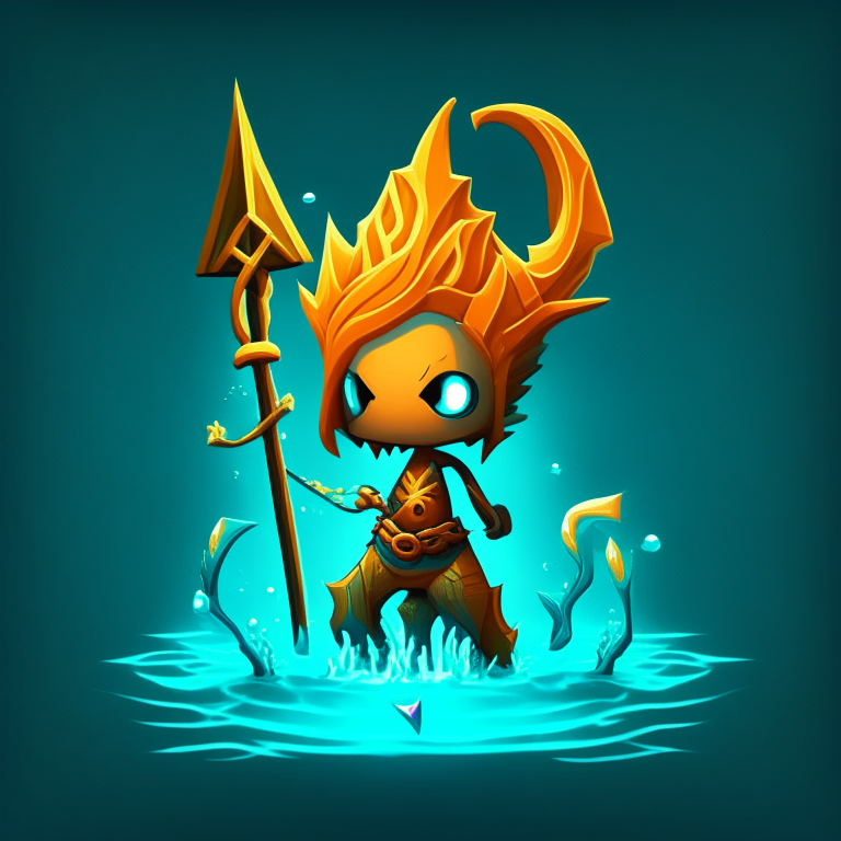 Block nether portal, chibi orange hair, marine trident, fishing spear, pronged, trident, trident, trident, fork, trident, trident teal, water portal fishing trident lagre