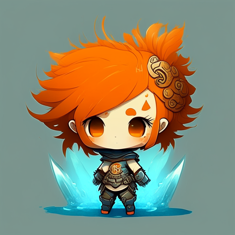 Trident, orange hair chibi, portal