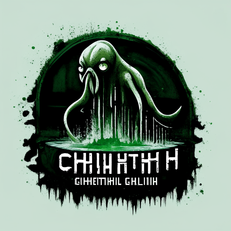 elegant modern logo of cthulhu using a pressure washer and spraying the ground in front of it