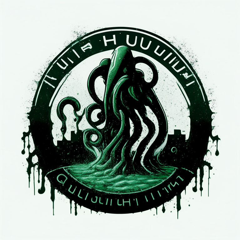 elegant modern logo of cthulhu using a pressure washer and spraying the ground in front of it