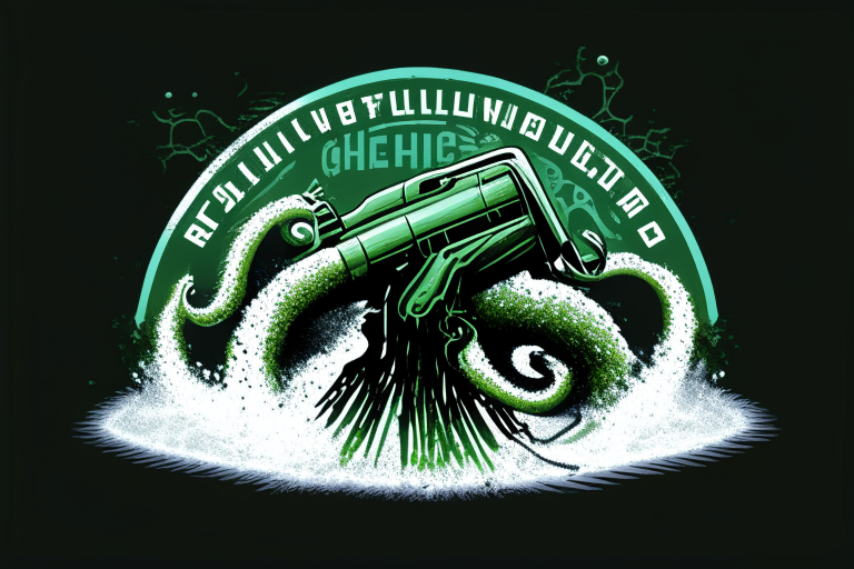 elegant modern logo of a pressure washer gun spraying the ground, attached to Cthulhu, super lifelike