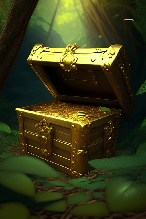 Golden treasure chest in the wild