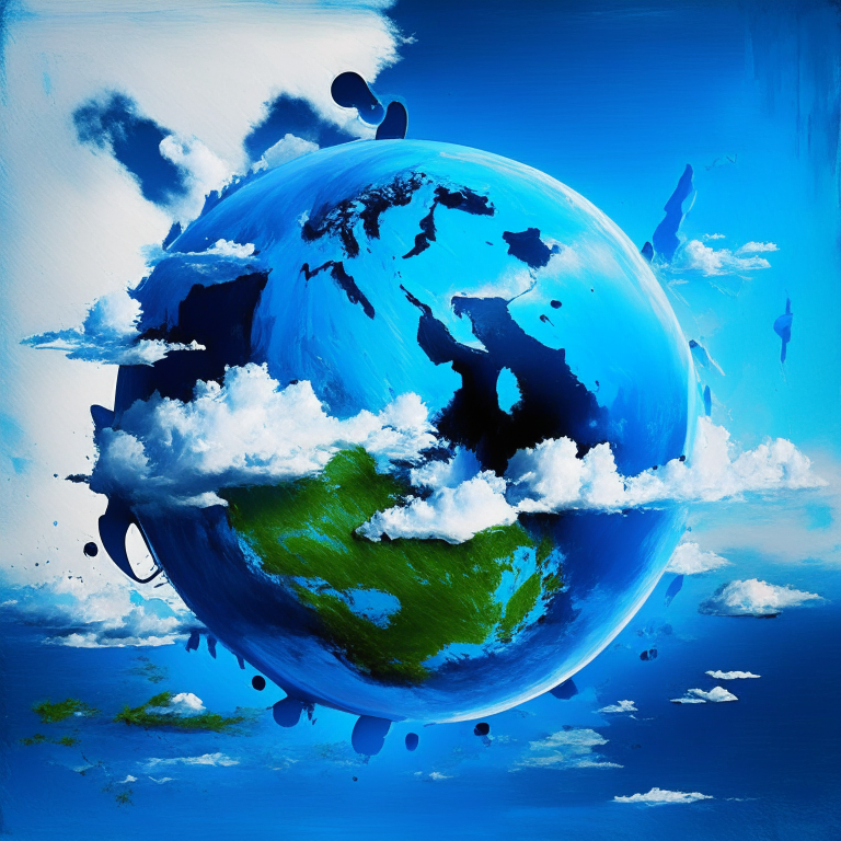 world, azure, art, sky, paint, font, painting, electric blue, landscape, graphics