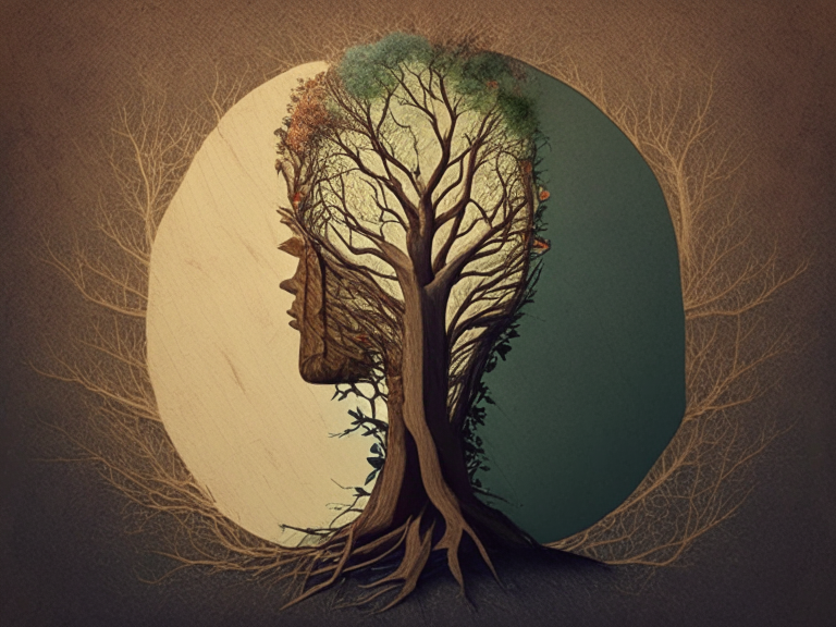 head, human body, wood, plant, trunk, tree, art, twig, tints and shades, circle